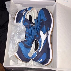 Diadora Blue and Navy Retro Runner Sneakers